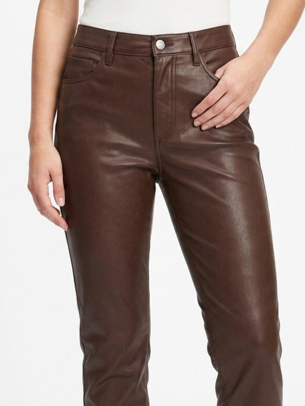 Gap Faux Leather Brown Slim Pants Women Size 31